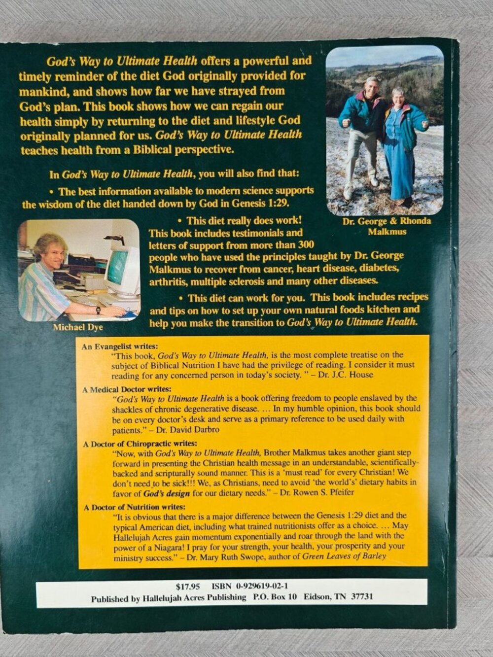 God's Way To Ultimate Health Dr. George H. Malkmus 1996 Paperback Nutrition - Picture 2 of 8